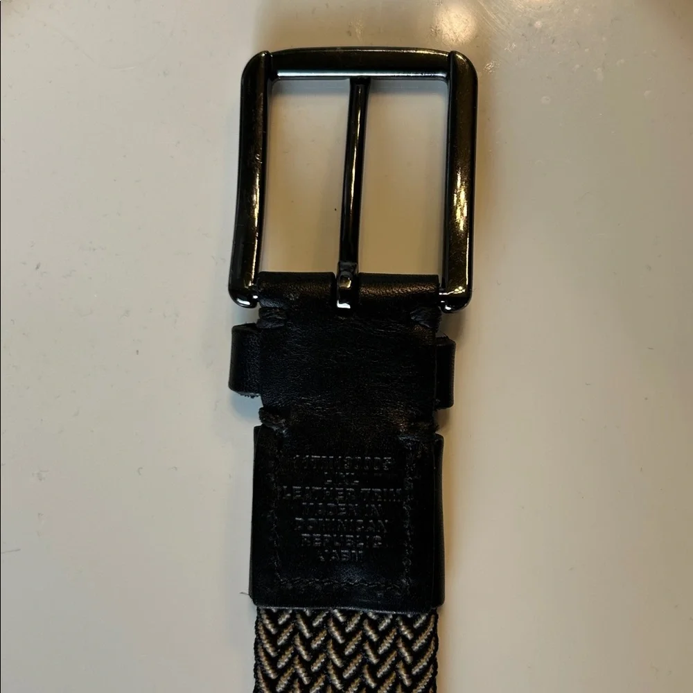 Tommy Bahama Men’s Two Tone Woven Belt w/Black Leather Trim, No Holes, Size L/XL